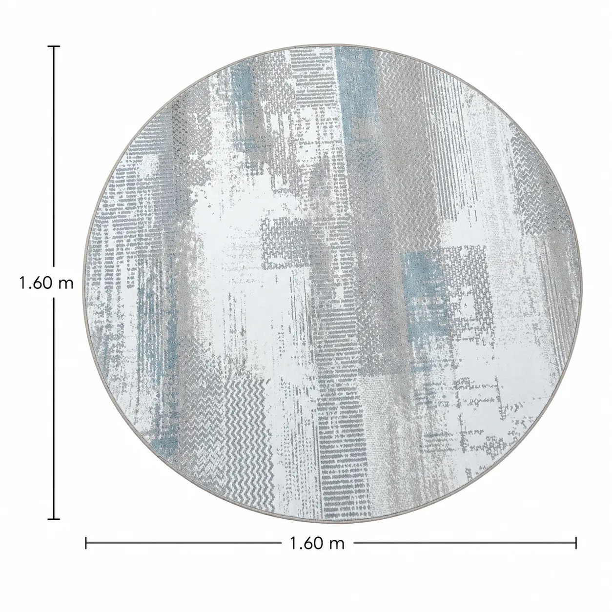 Alfombra circular abstracta, Gris azulado, grosor 2 cm, reverso de yute (D160cm)