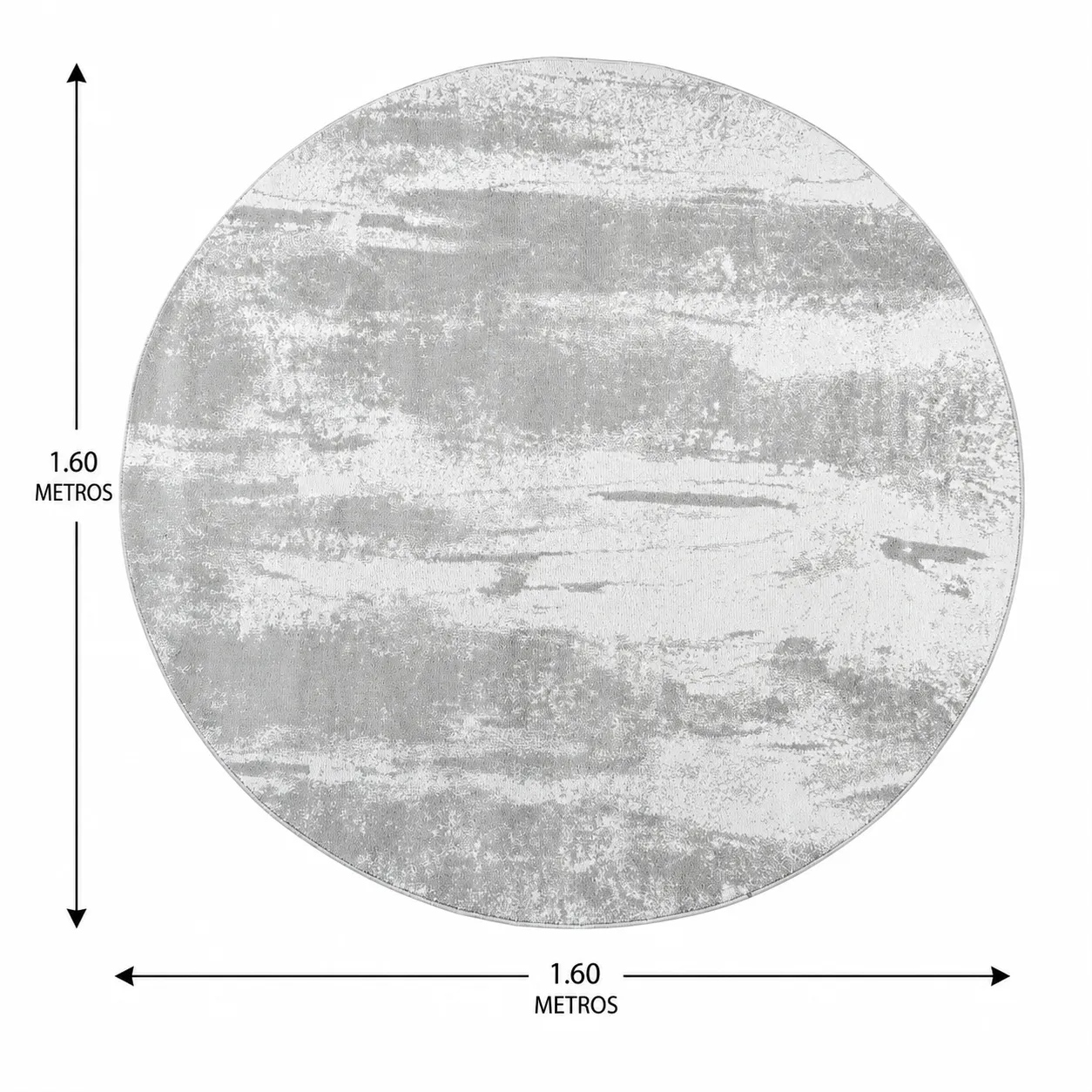 Alfombra circular abstracta, Gris claro, grosor 2 cm, reverso de yute (D160cm)