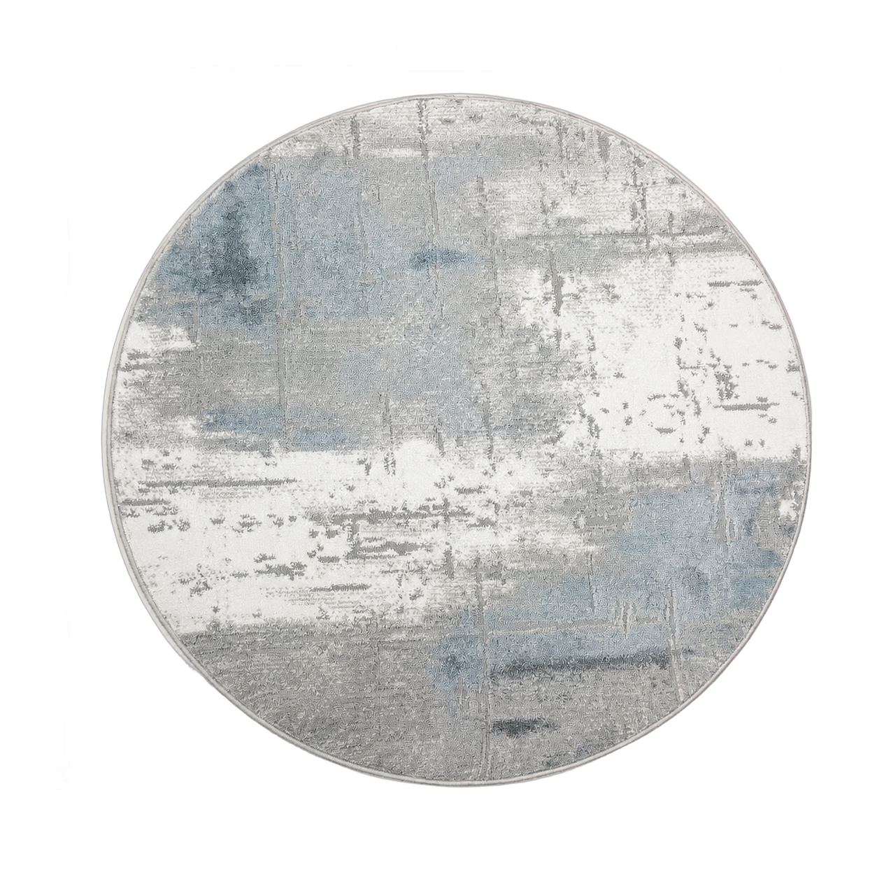 Alfombra circular abstracta, Azul y blanco, grosor 2 cm, reverso de yute (D160cm)