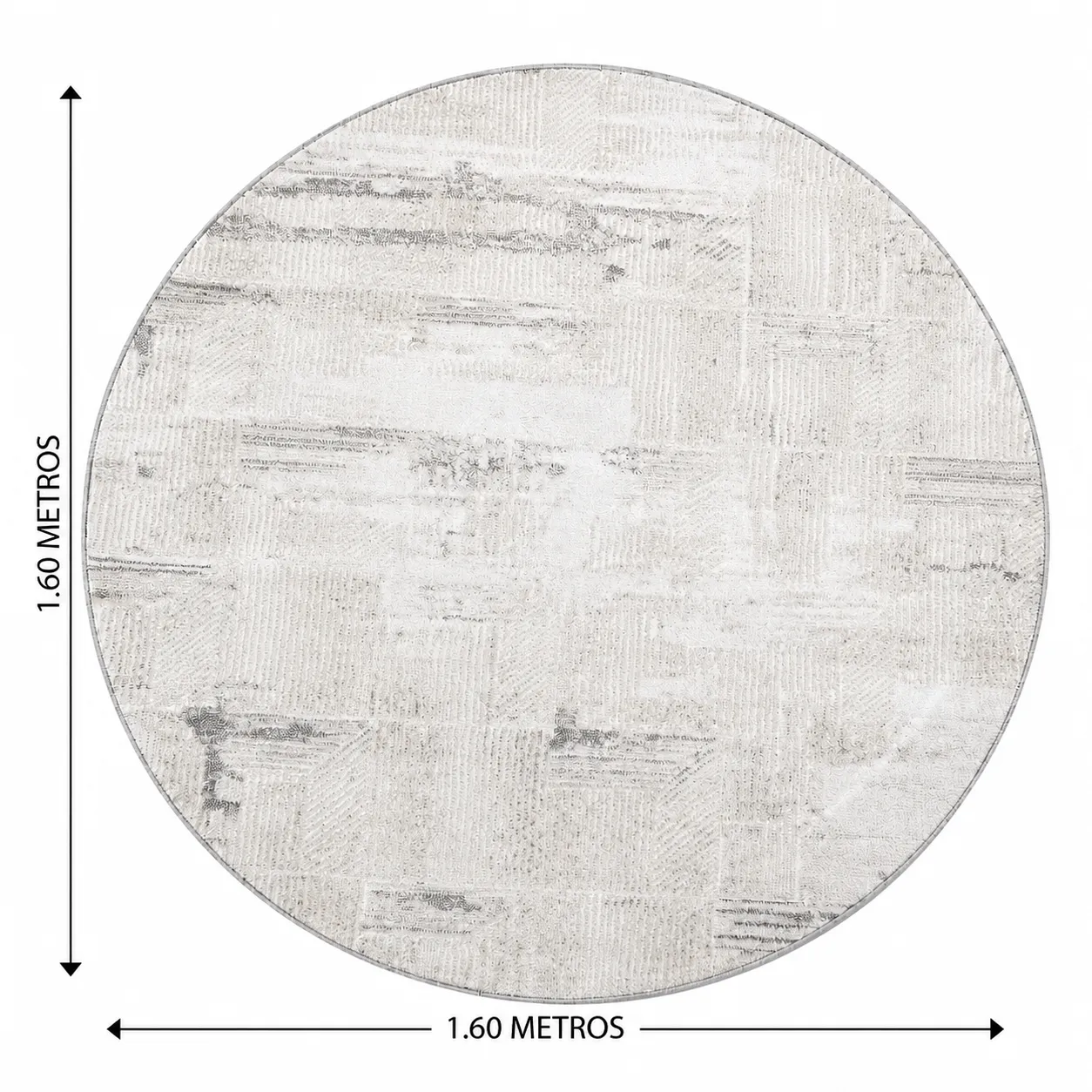 Alfombra circular abstracta clara, Hueso, grosor 2 cm, reverso de yute (D160cm)
