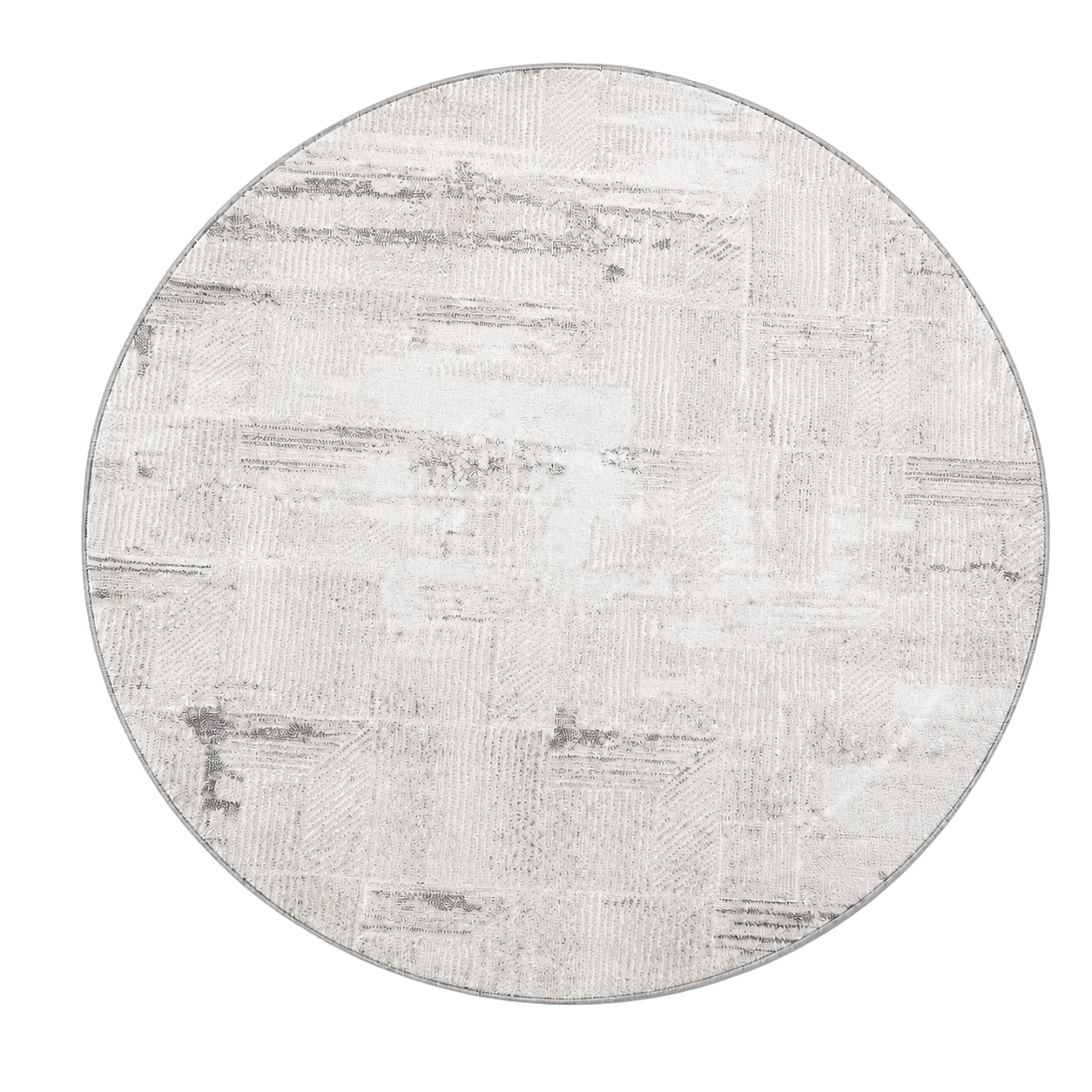 Alfombra circular abstracta clara, Hueso, grosor 2 cm, reverso de yute (D160cm)