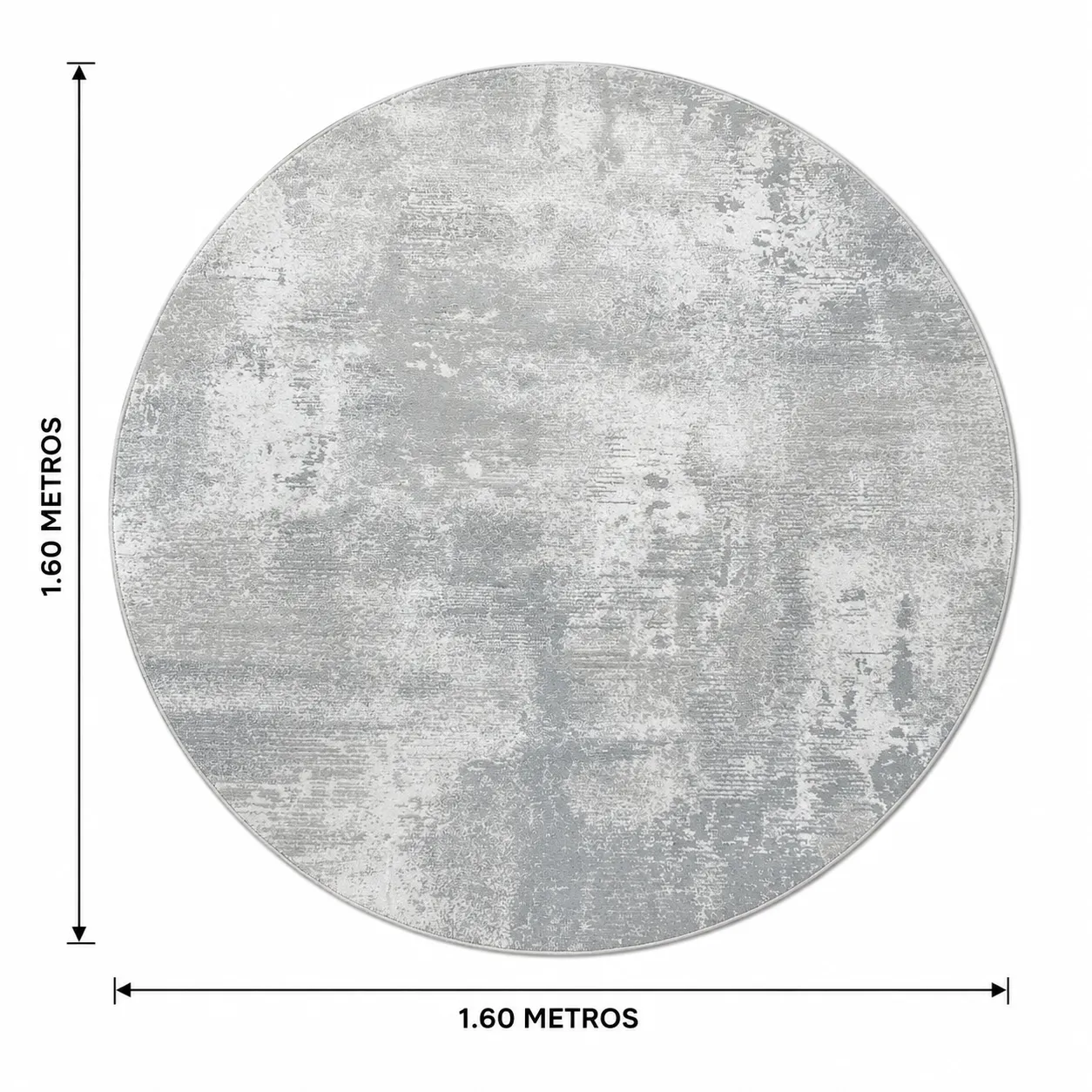 Alfombra circular abstracta moteada, Gris claro, grosor 2 cm, reverso de yute (D160cm)