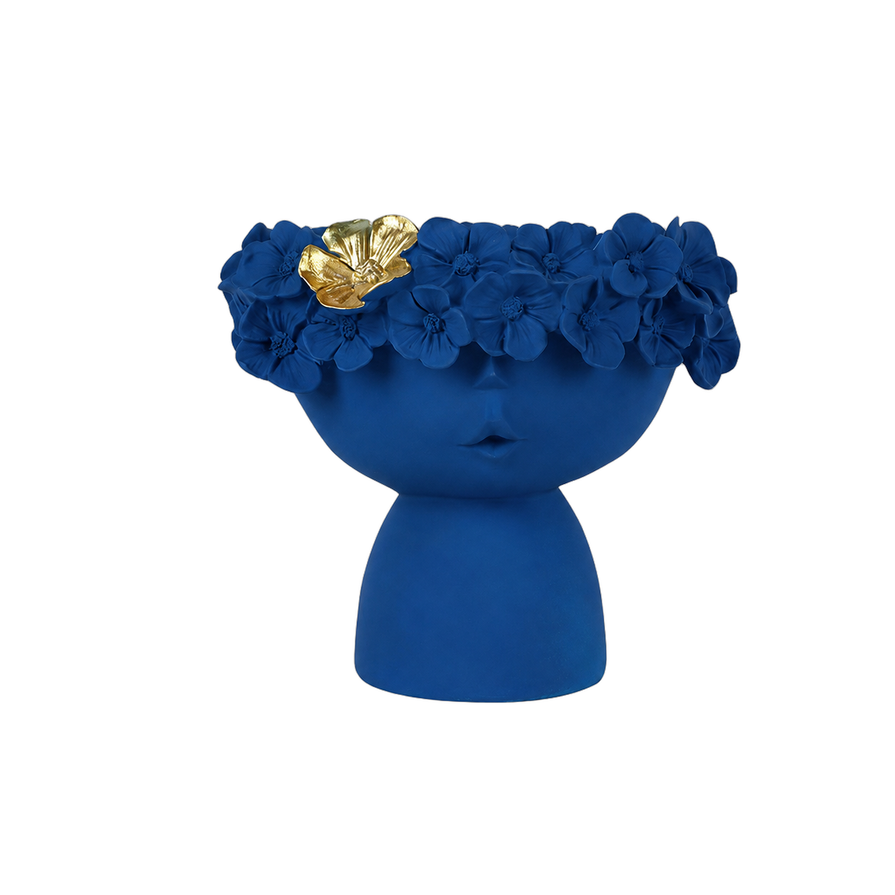 Adorno rostro con flores de resina, Azul (15*13*14.5cm)