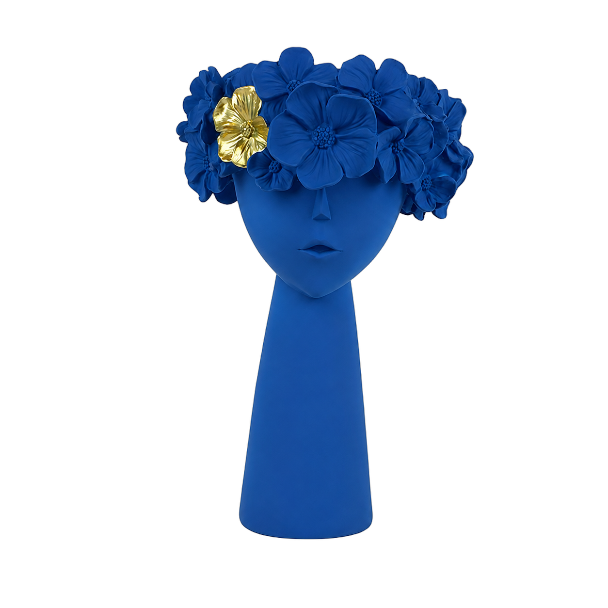 Adorno rostro con flores de resina, Azul (17*17*27cm)