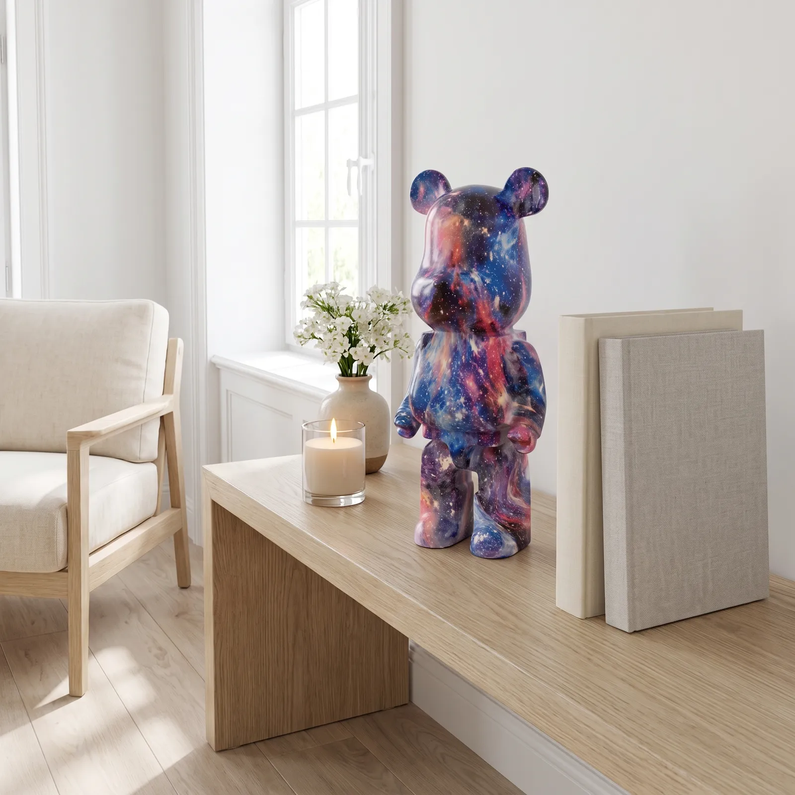 Adorno oso coleccionable estilo graffiti, Multicolor azul (11*8*28cm)