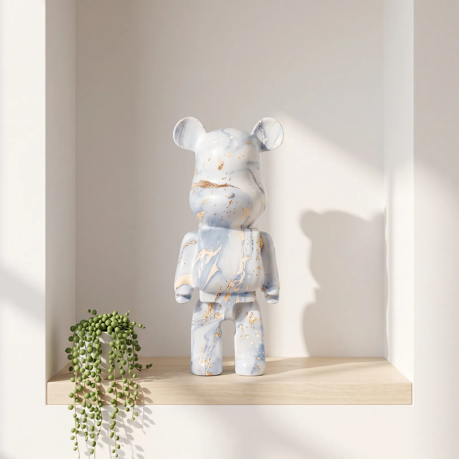 Adorno oso coleccionable estilo graffiti, Azul y blanco (11*8*28cm)