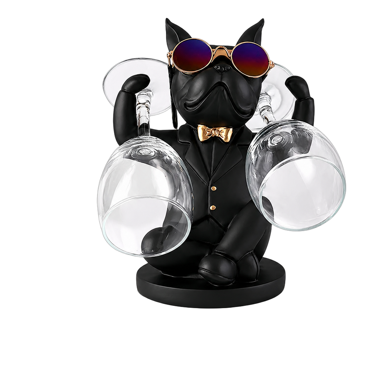 Adorno portacopas bulldog sentado, Negro (19.5*16.5*24.5cm)