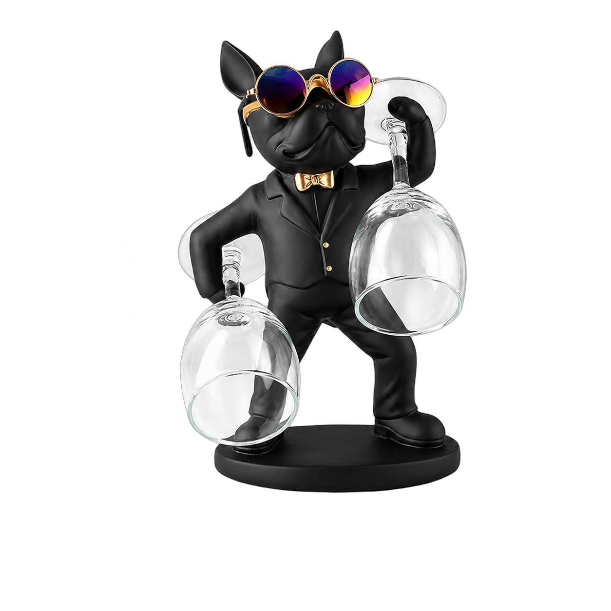 Adorno portacopas bulldog de pie, Negro (16.5*10*27cm)