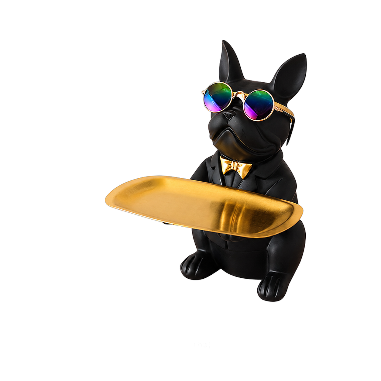 Adorno vaciabolsillos bulldog bandeja frontal, Negro y dorado (19*11.5*23.5cm)