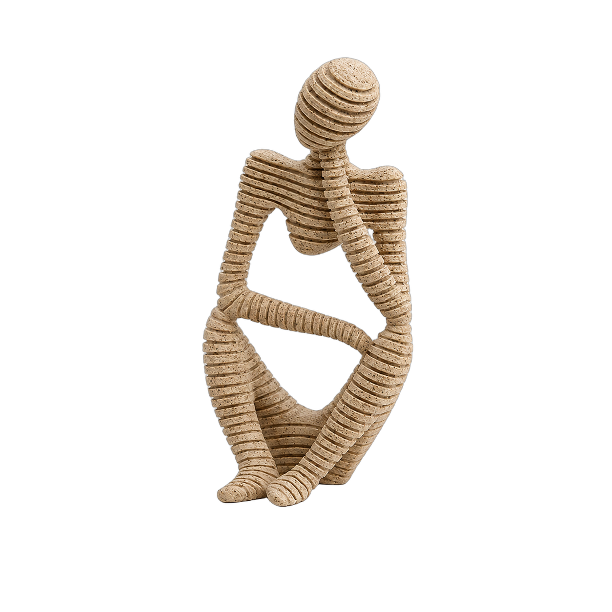 Adorno El Pensador de madera trenzada, Natural (11*8*24cm)