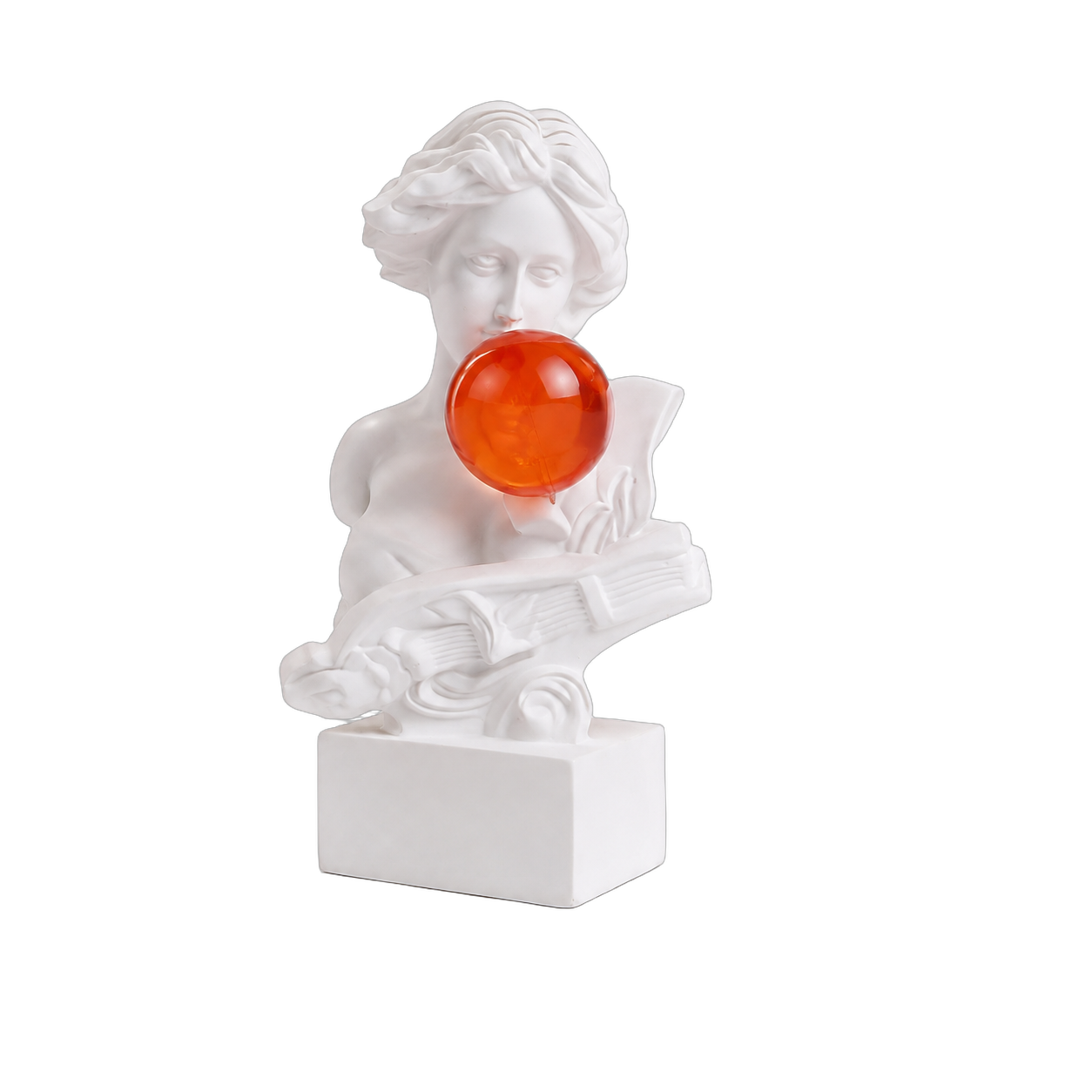 Busto clásico mascando chicle, Blanco (13*10.5*22.5cm)