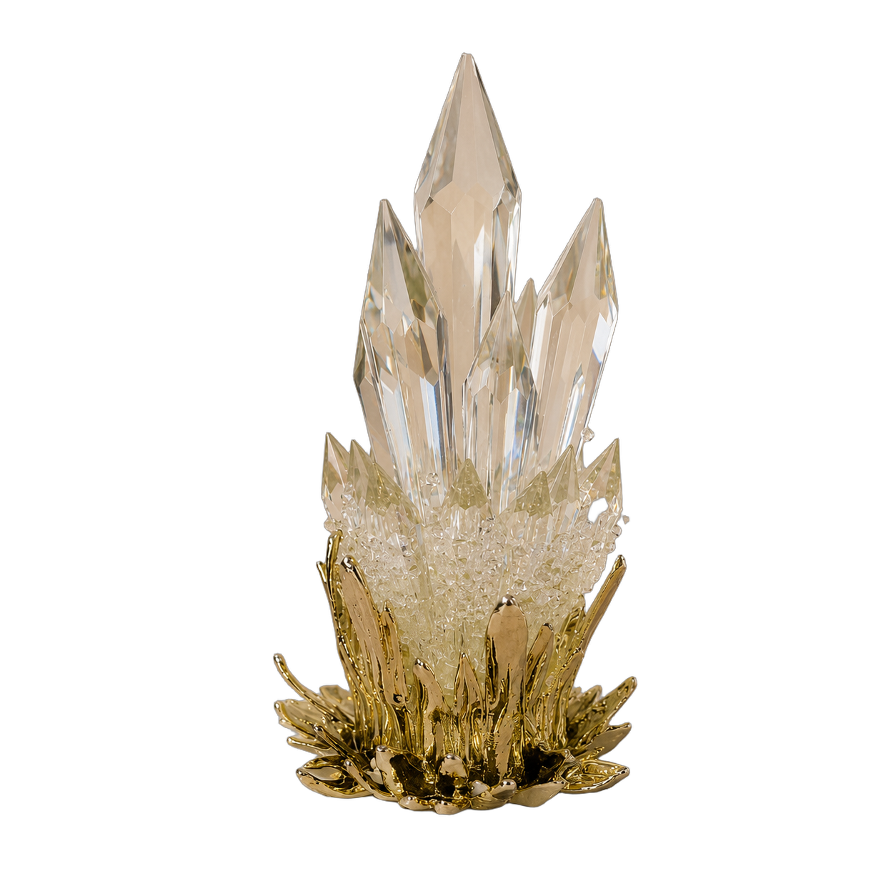 Prisma de cristal egipcio sobre acero inoxidable y mármol pequeño, Dorado (13*8*23cm)