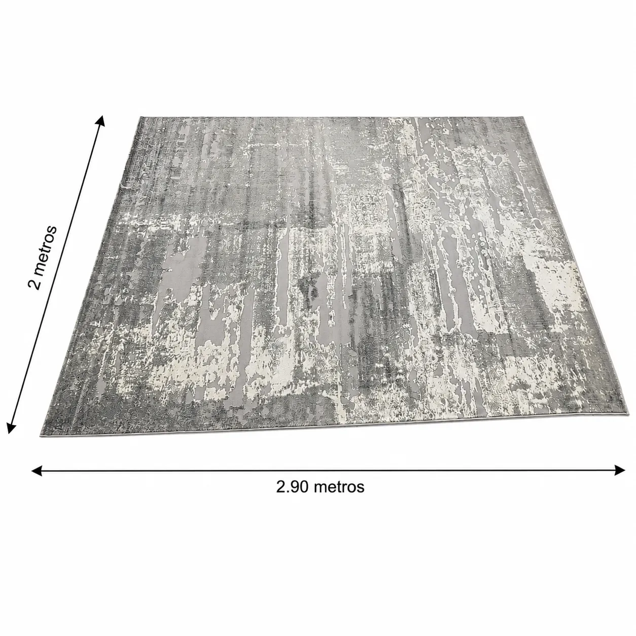 Alfombra abstracta Diseñador 01 grande, Hueso y gris claro, grosor 2 cm, reverso de yute (200*290cm)