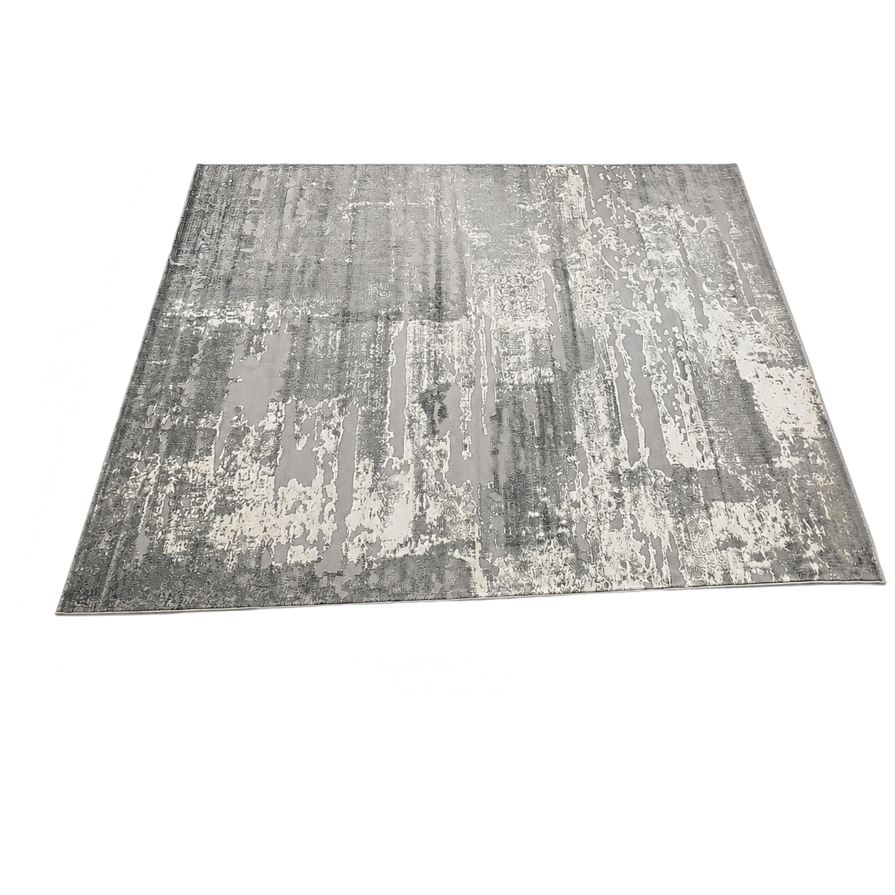 Alfombra abstracta Diseñador 01 grande, Hueso y gris claro, grosor 2 cm, reverso de yute (200*290cm)
