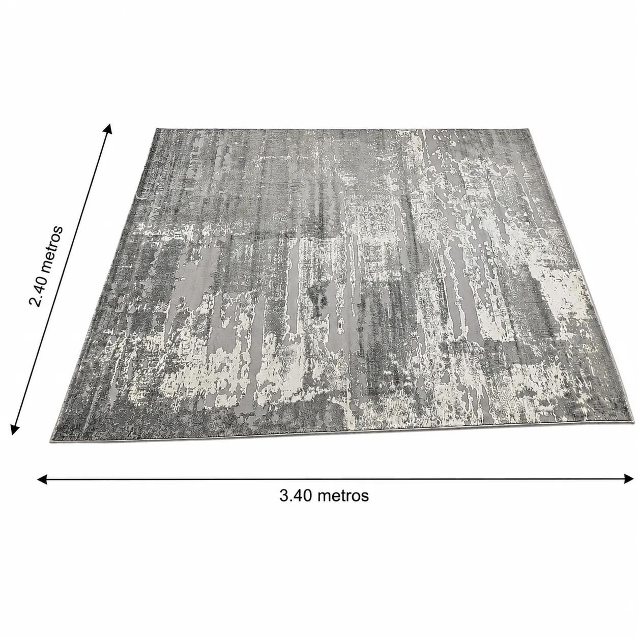 Alfombra abstracta Diseñador 01 XL, Hueso y gris claro, grosor 2 cm, reverso de yute (240*340cm)