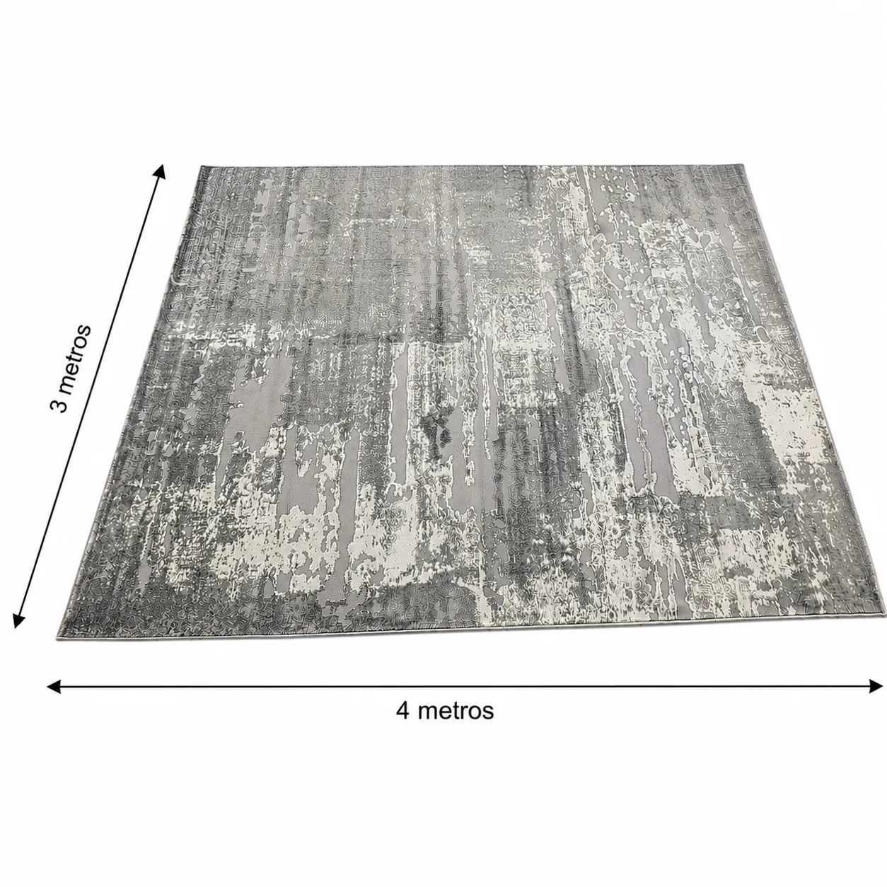 Alfombra abstracta Diseñador 01 extra grande, Hueso y gris claro, grosor 2 cm, reverso de yute (300*400cm)