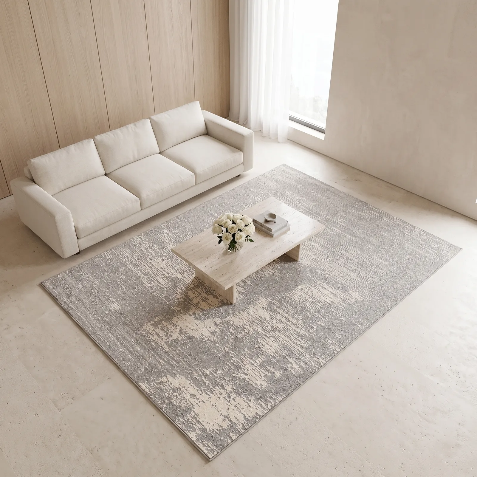 Alfombra abstracta Diseñador 03 grande, Gris, grosor 2 cm, reverso de yute (200*290cm)