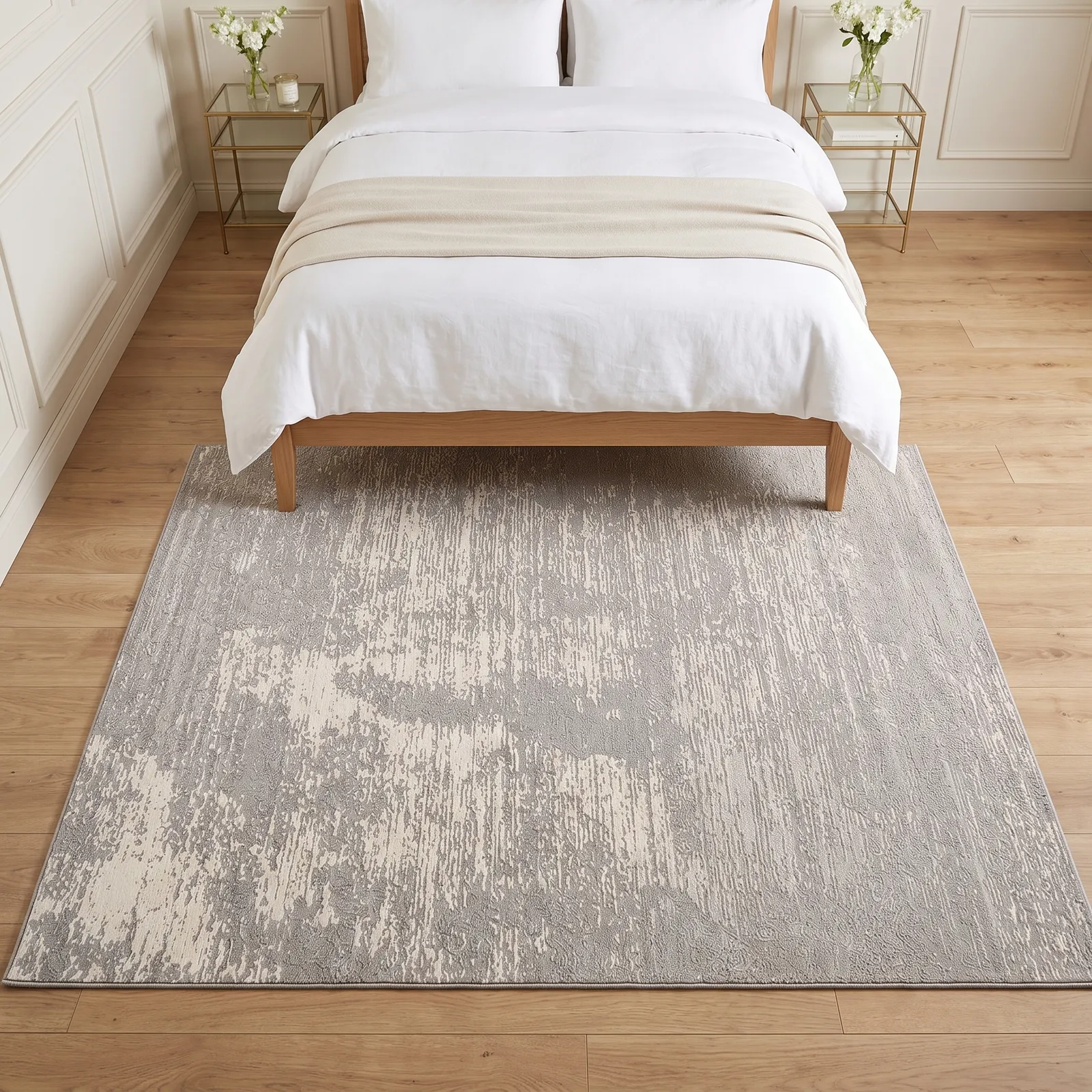 Alfombra abstracta Diseñador 03 grande, Gris, grosor 2 cm, reverso de yute (200*290cm)