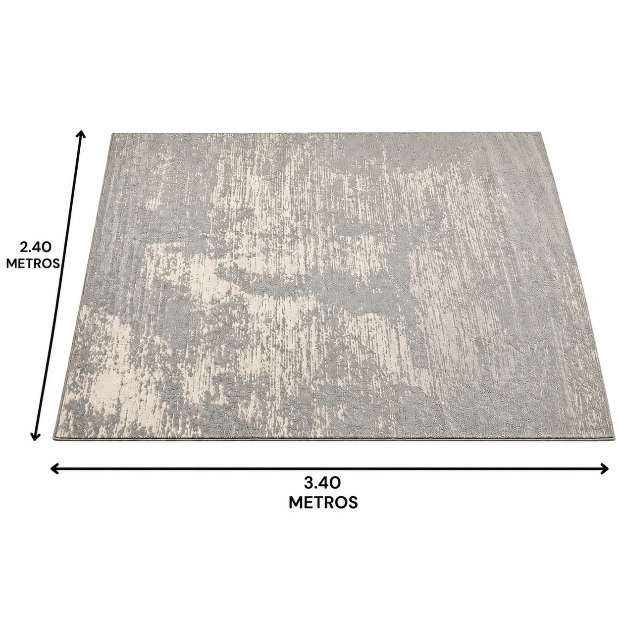 Alfombra abstracta Diseñador 03 XL, Gris, grosor 2 cm, reverso de yute (240*340cm)