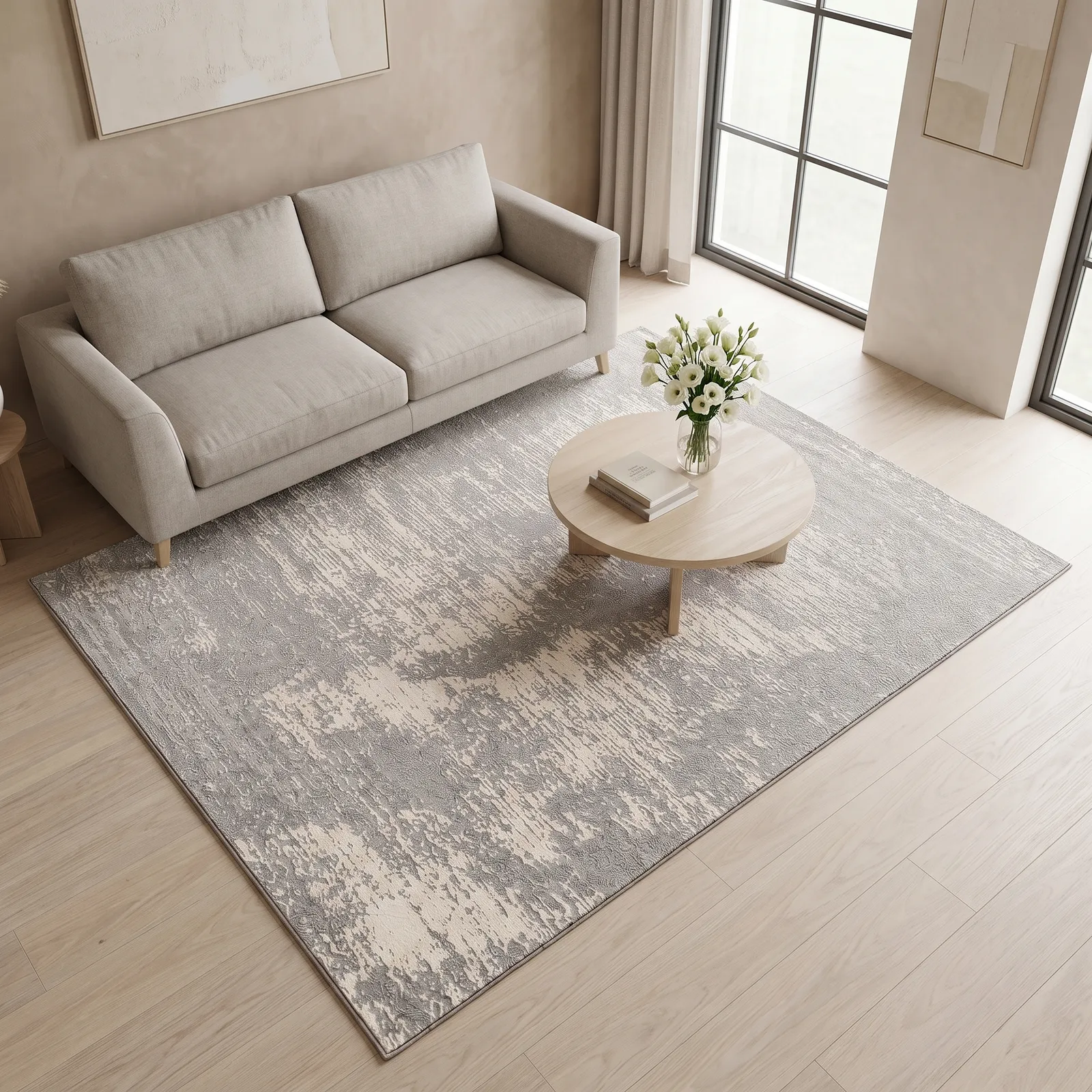 Alfombra abstracta Diseñador 03 XL, Gris, grosor 2 cm, reverso de yute (240*340cm)