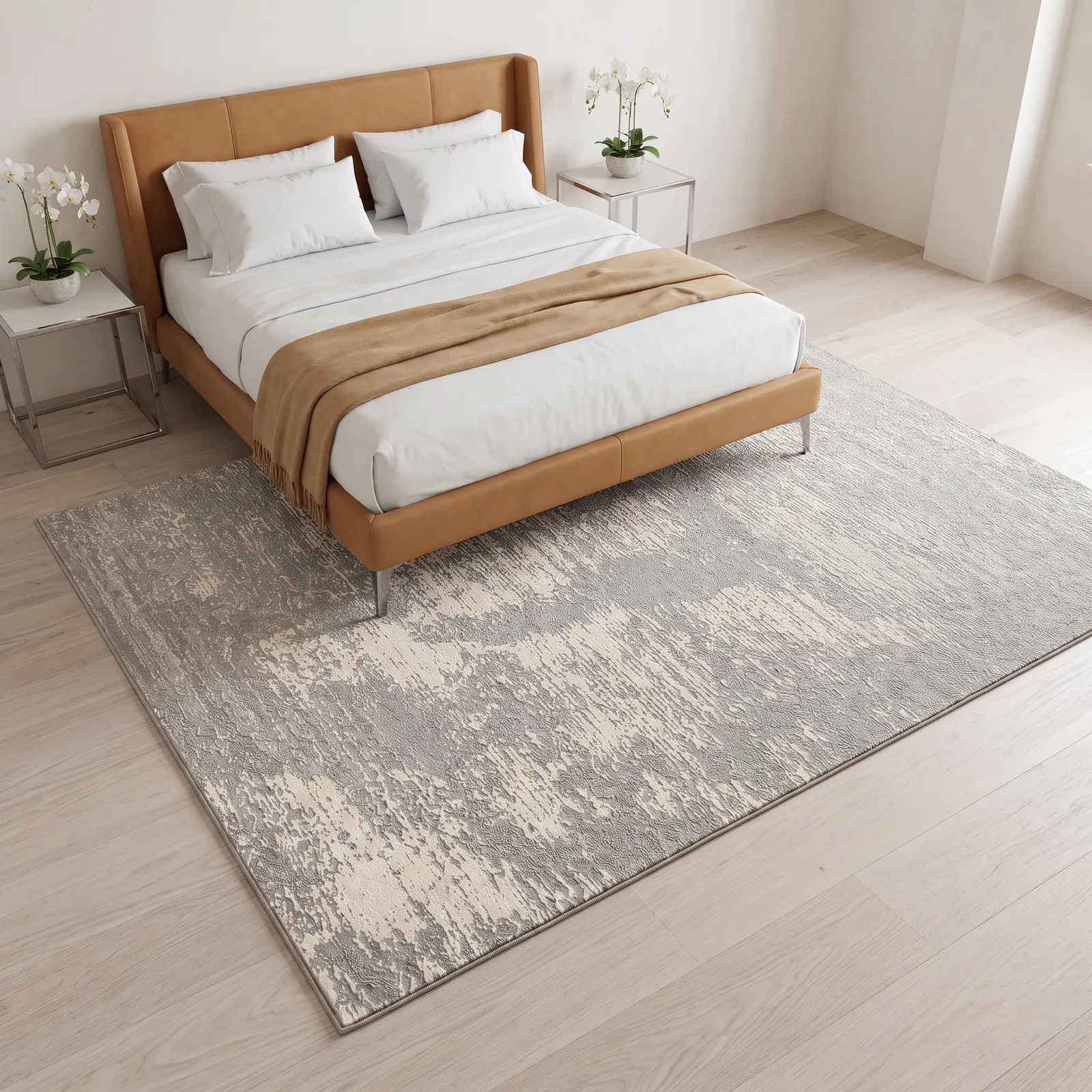 Alfombra abstracta Diseñador 03 XL, Gris, grosor 2 cm, reverso de yute (240*340cm)