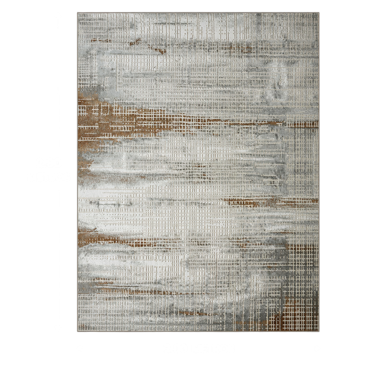 Alfombra abstracta grande, Beige y café, grosor 2 cm, reverso de yute (200*290cm)
