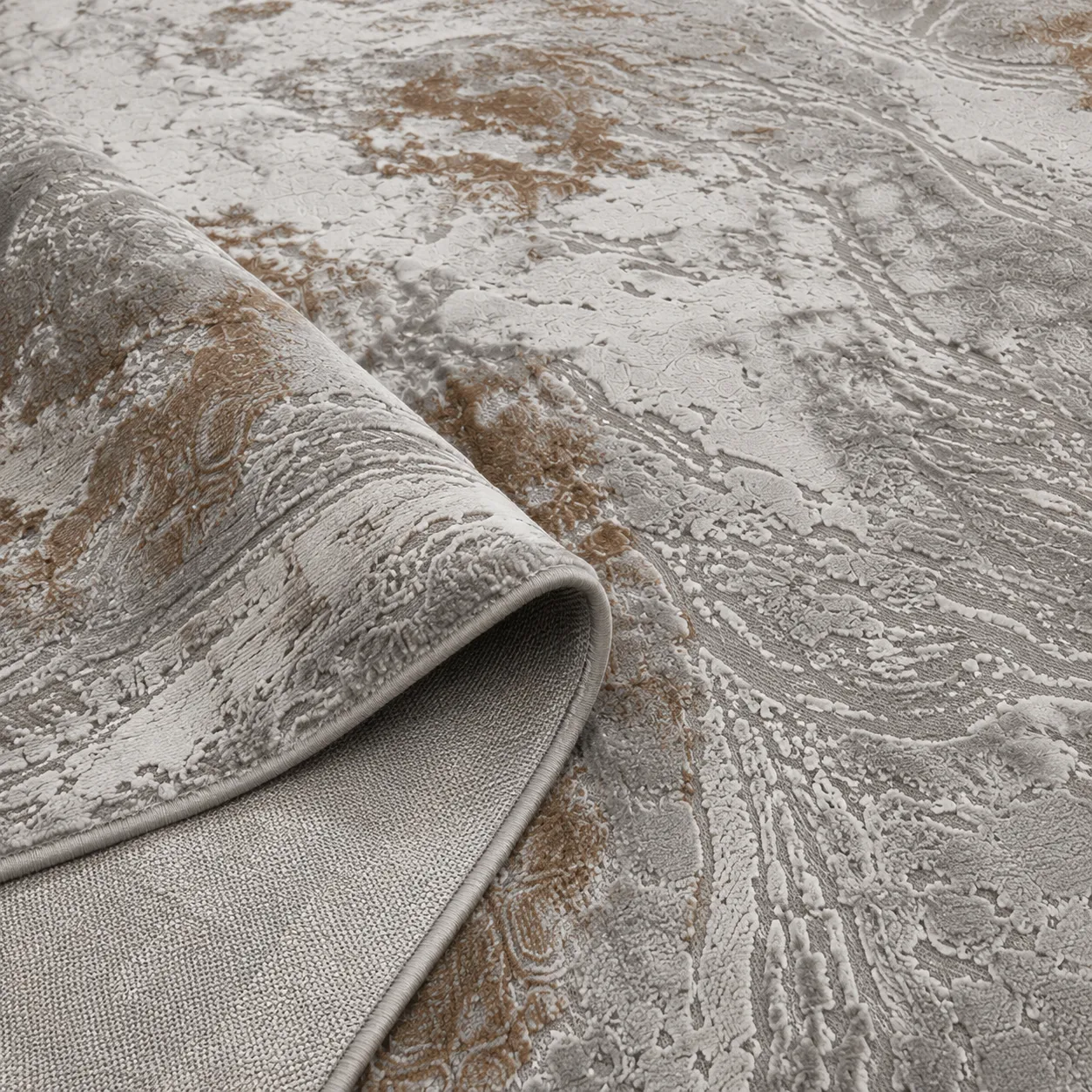 Alfombra abstracta Sevilla 05, Beige y terracota, grosor 2 cm, reverso de yute (160*230cm)