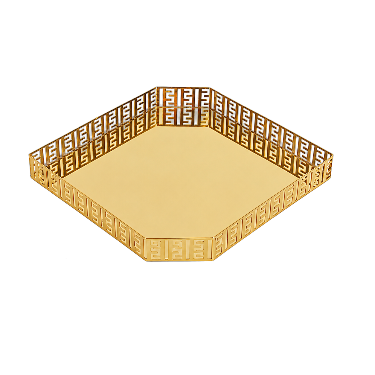 Bandeja octagonal calada, Dorado (30*30*4.5cm)