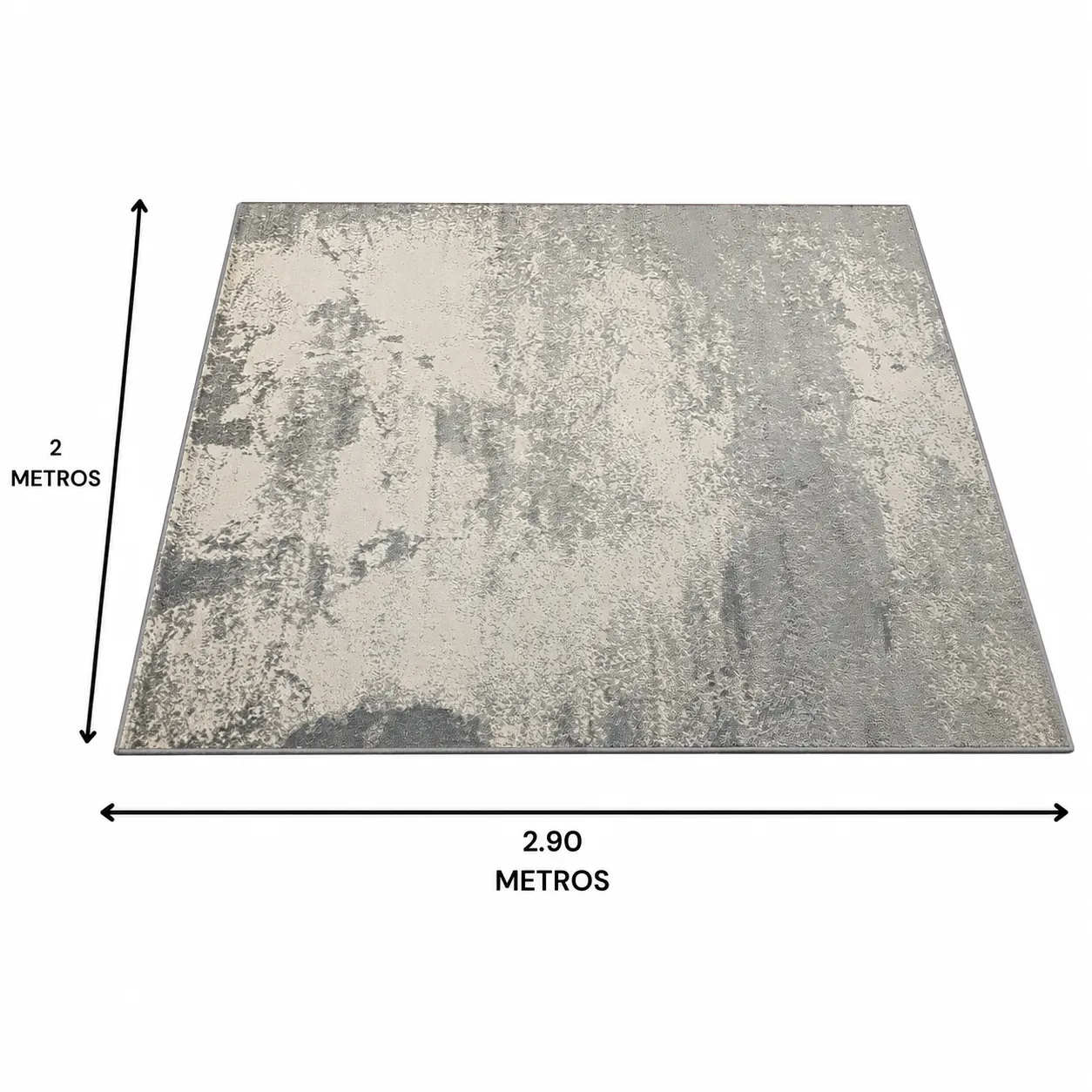 Alfombra abstracta veteada grande, Gris y hueso, grosor 2 cm, reverso de yute (200*290cm)