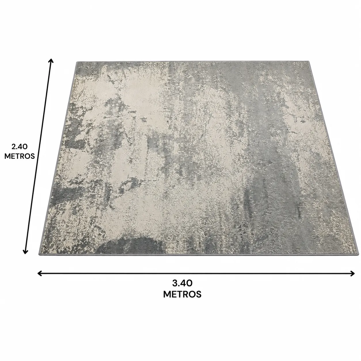 Alfombra abstracta veteada XL, Gris y hueso, grosor 2 cm, reverso de yute (240*340cm)