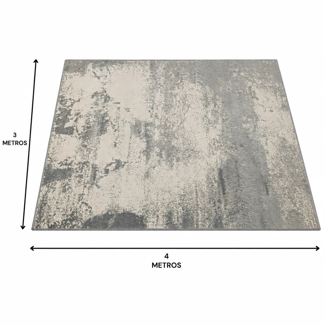 Alfombra abstracta veteada extra grande, Gris y hueso, grosor 2 cm, reverso de yute (300*400cm)