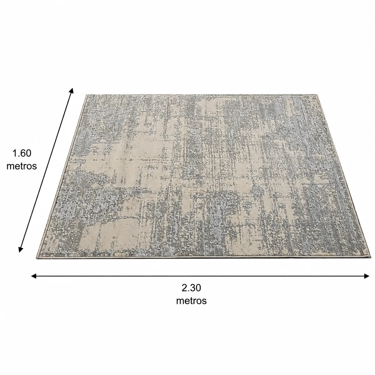 Alfombra abstracta difuminada, Hueso y gris, grosor 2 cm, reverso de yute (160*230cm)