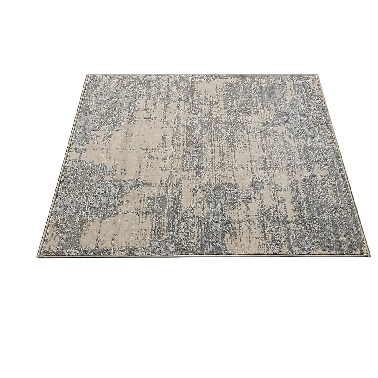 Alfombra abstracta difuminada grande, Hueso y gris, grosor 2 cm, reverso de yute (200*290cm)