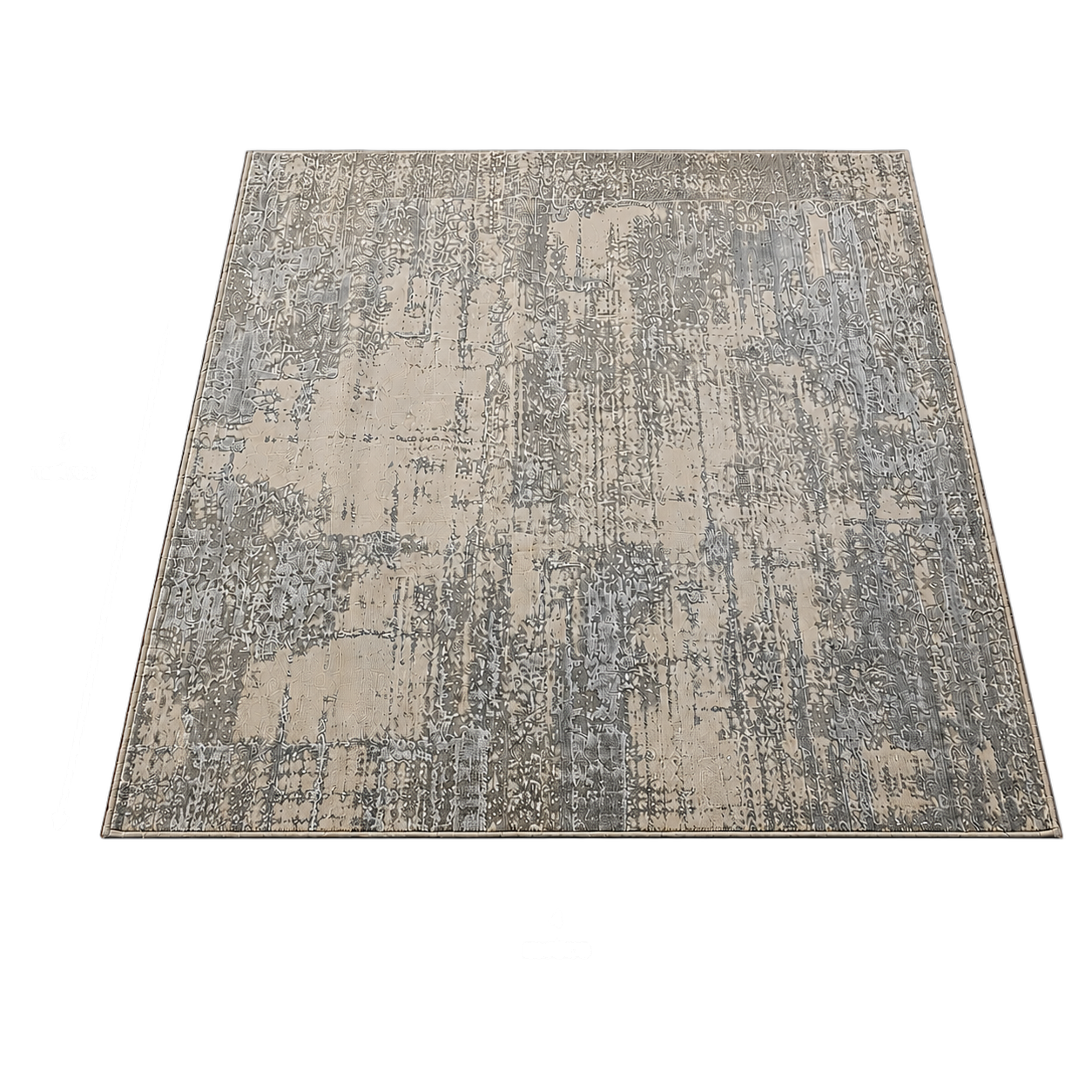 Alfombra abstracta difuminada extra grande, Hueso y gris, grosor 2 cm, reverso de yute (300*400cm)
