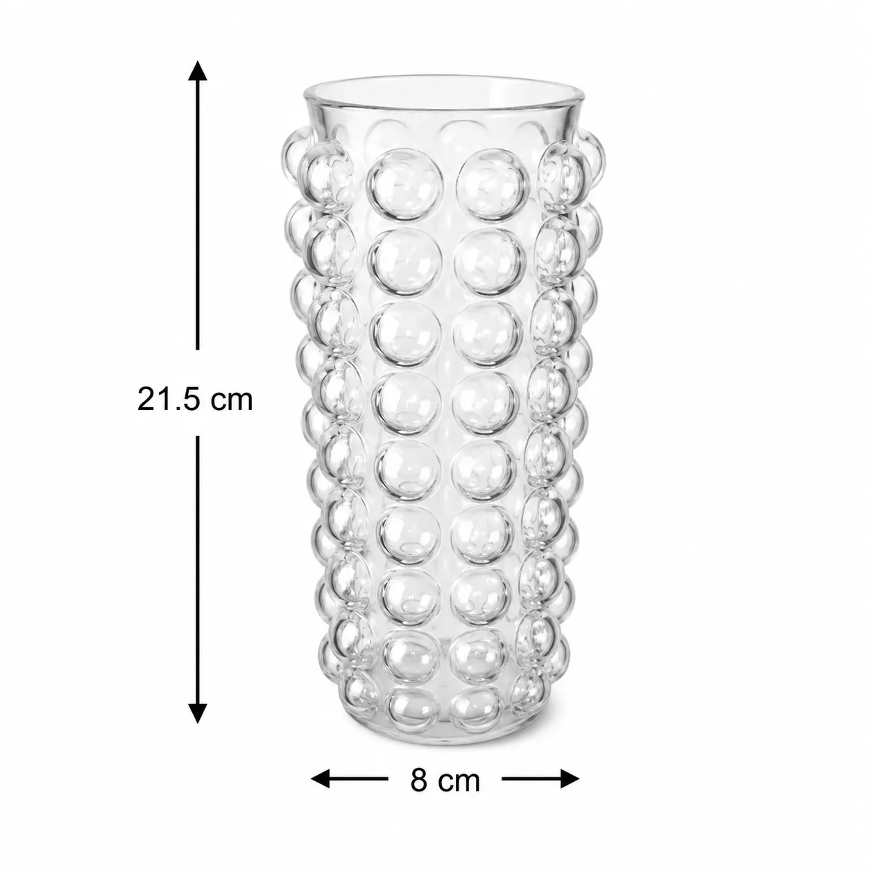 Jarrón tubular burbujas, Transparente (8*8*21.5cm)
