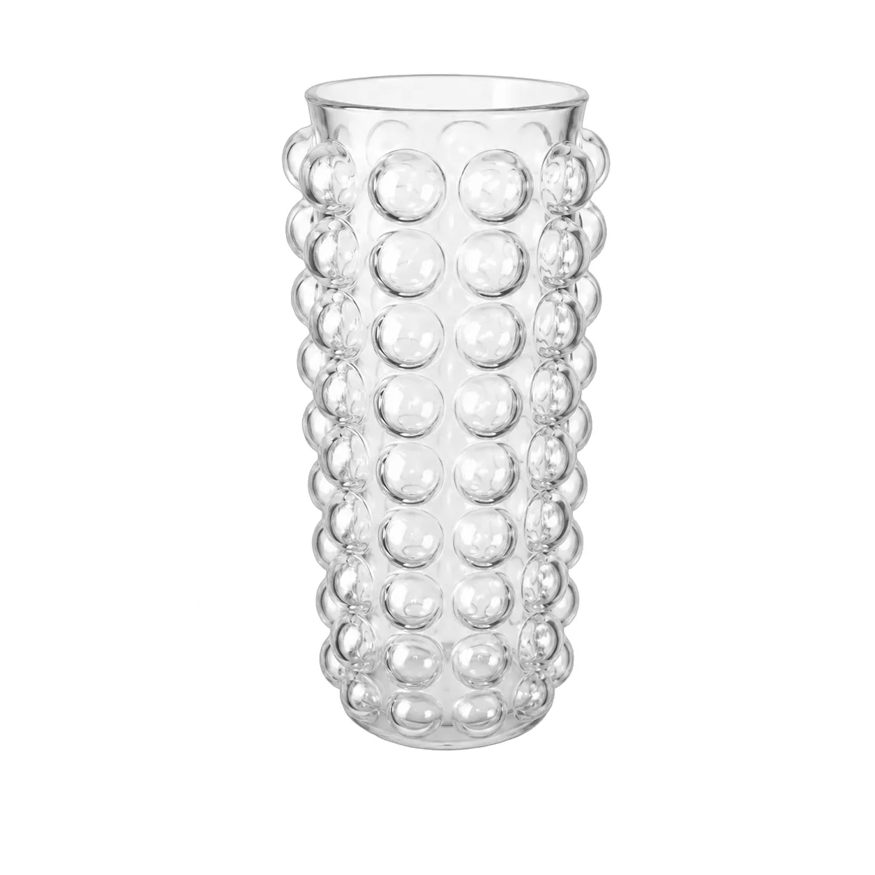 Jarrón tubular burbujas, Transparente (8*8*21.5cm)
