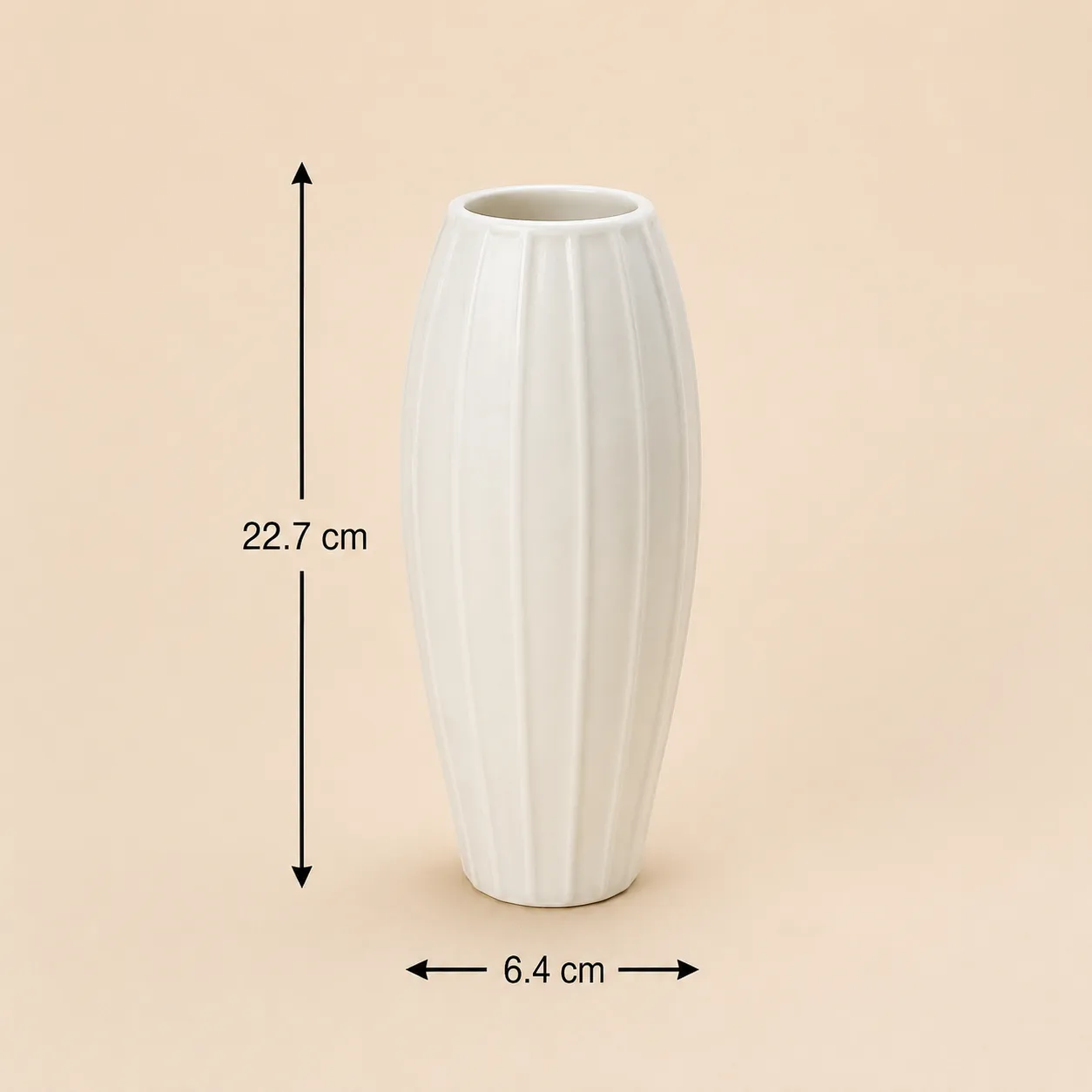 Jarrón cilíndrico alto de cerámica, Blanco (6.4*22.7cm)
