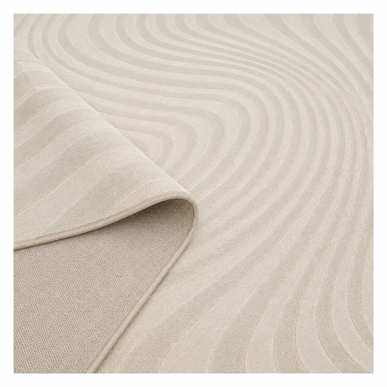 Alfombra ondas Wind XL, Gris claro, grosor 2 cm, reverso de yute (240*340cm)