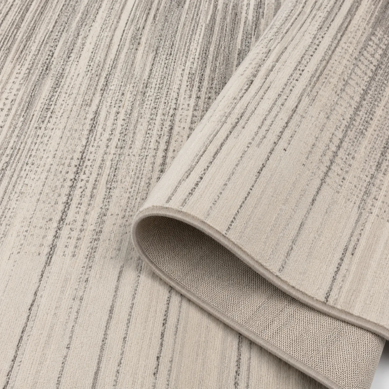 Alfombra rayas tejidas XL, Hueso, grosor 2 cm, reverso de yute (240*340cm)
