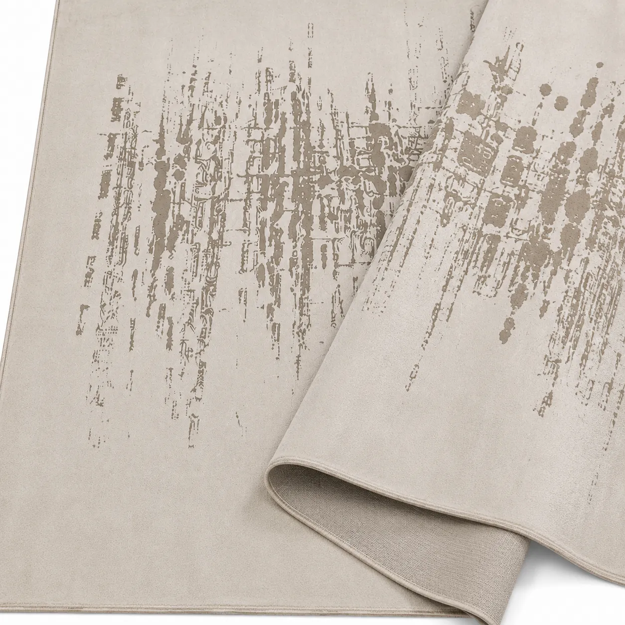 Alfombra abstracta manchada grande, Hueso, grosor 2 cm, reverso de yute (200*290cm)