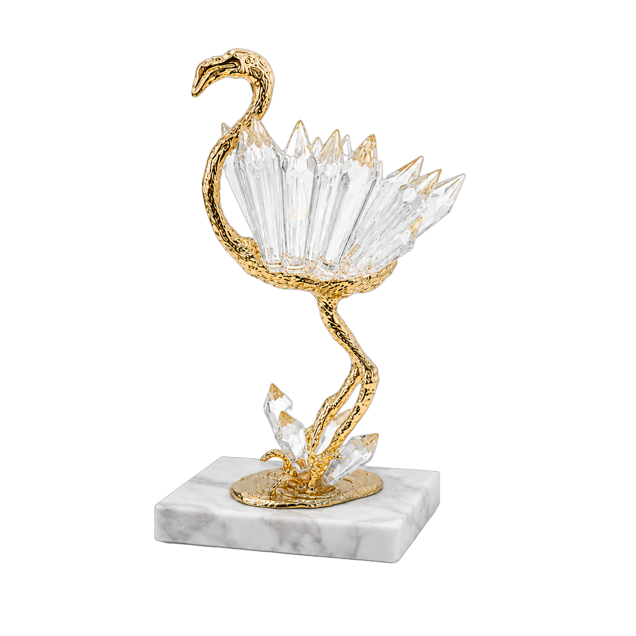 Adorno flamenco de cristal sobre mármol, Dorado (12*8*22cm)