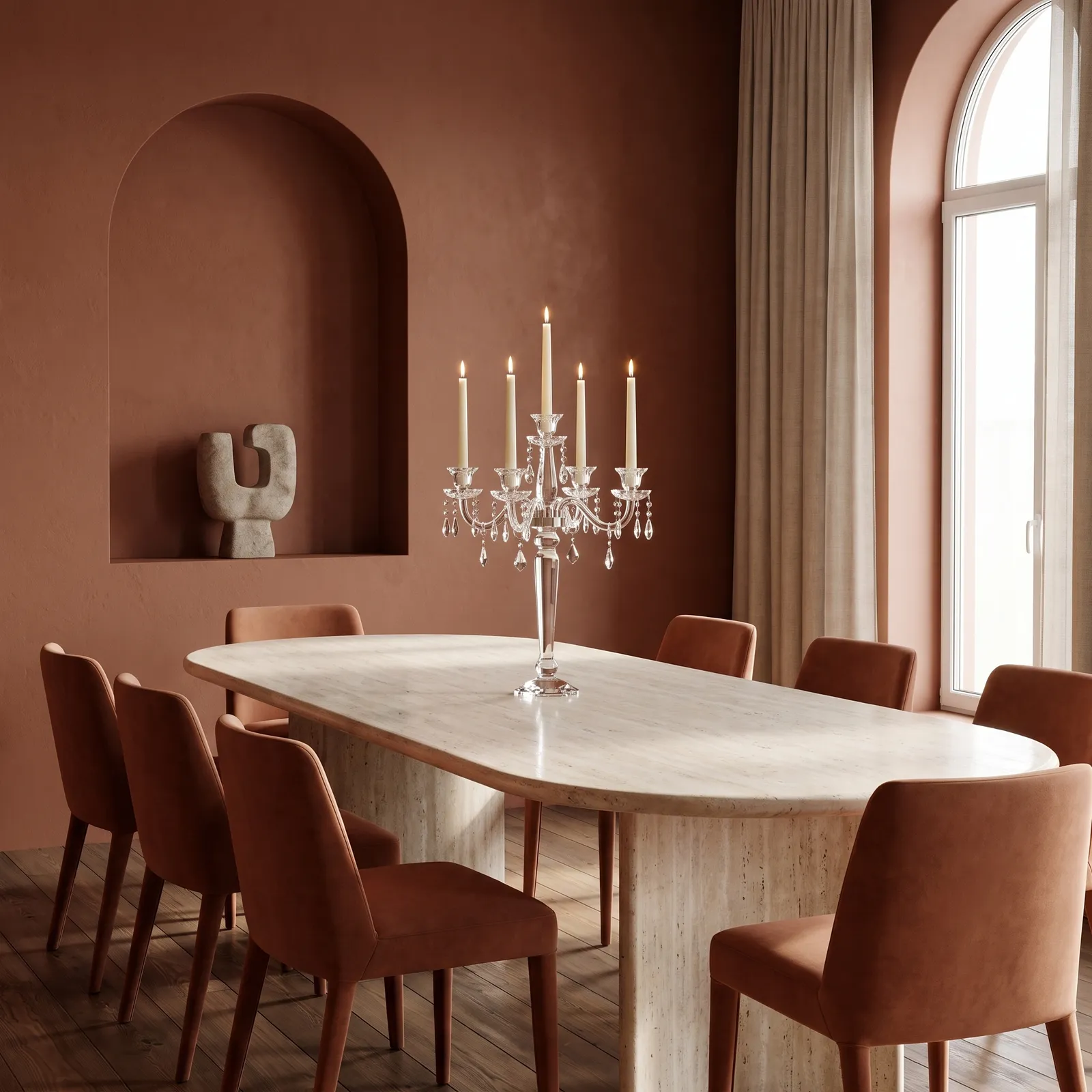 Candelabro 5 brazos de cristal, Transparente (31*60cm)