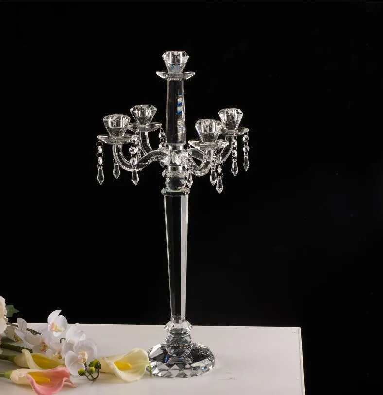 Candelabro 5 brazos de cristal, Transparente (31*60cm)