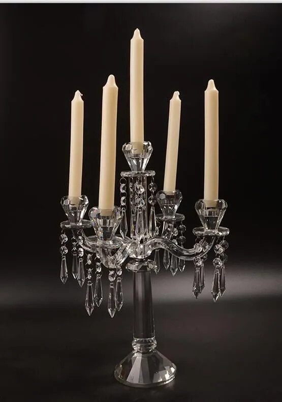 Candelabro de cristal 5 brazos con colgantes (30*45cm)