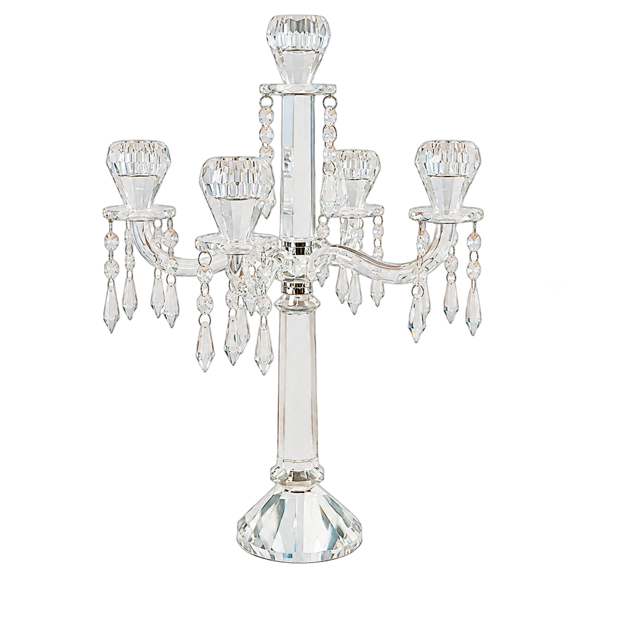 Candelabro de cristal 5 brazos con colgantes (30*45cm)