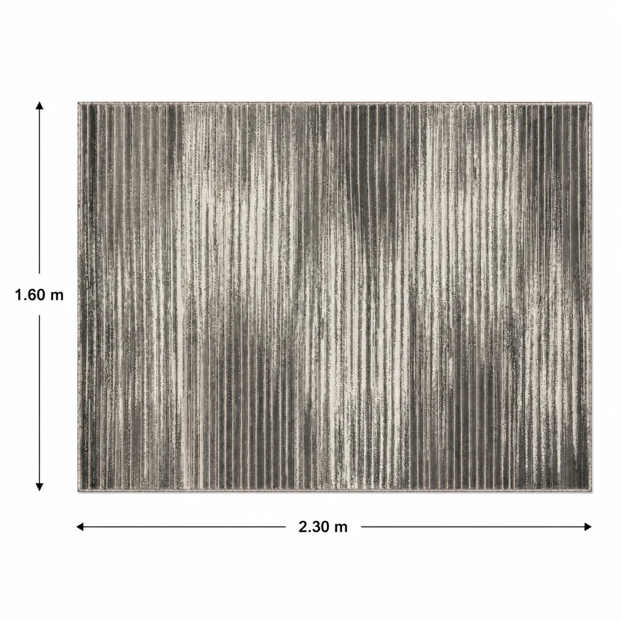 Alfombra lineal, Gris y marfil, grosor 2 cm, reverso de yute (160*230cm)
