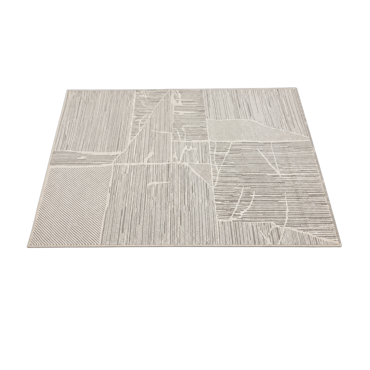Alfombra Cloud Trail lineal, Hueso y gris claro, grosor 2 cm, reverso de yute (160*230cm)