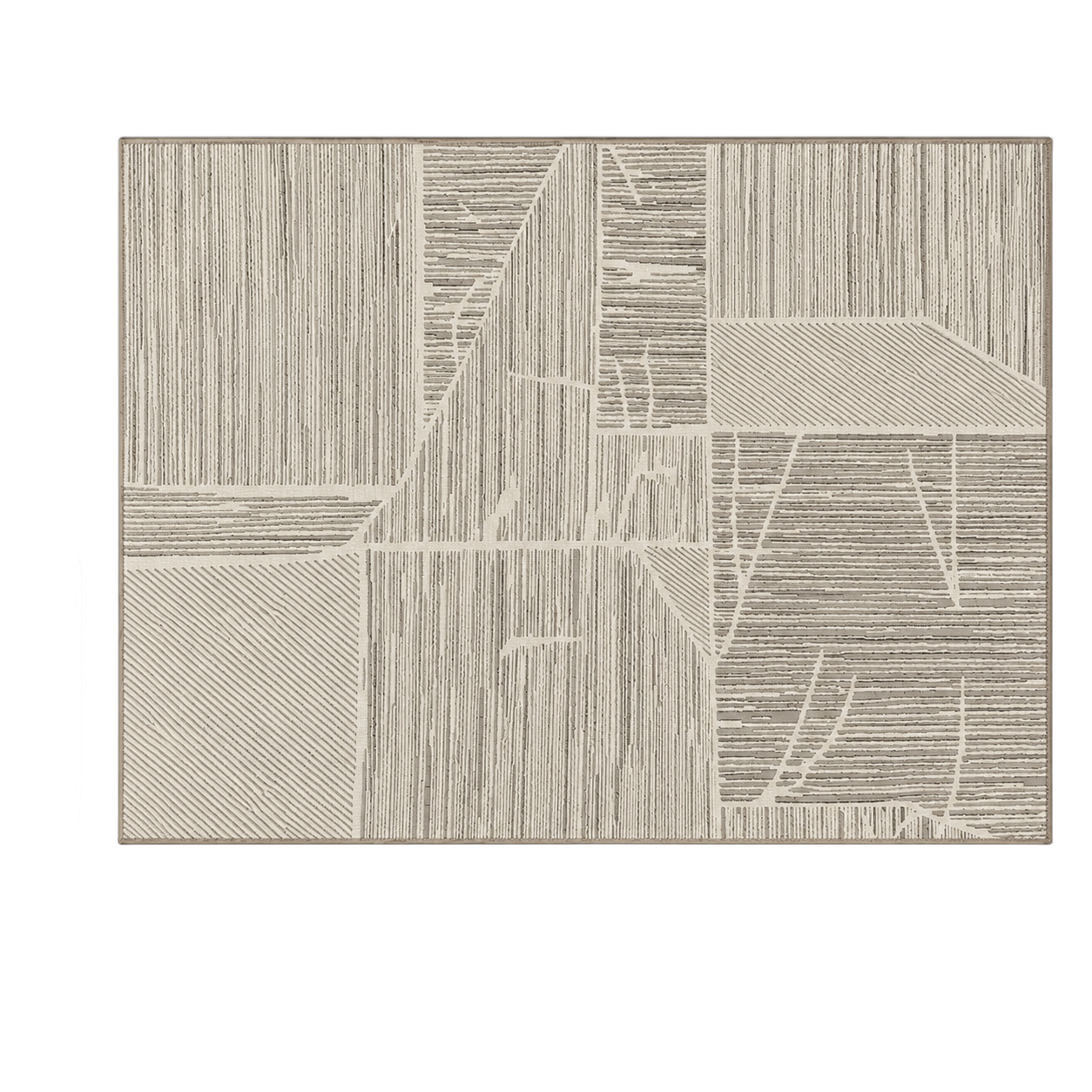 Alfombra Cloud Trail lineal grande, Hueso y gris claro, grosor 2 cm, reverso de yute (200*290cm)