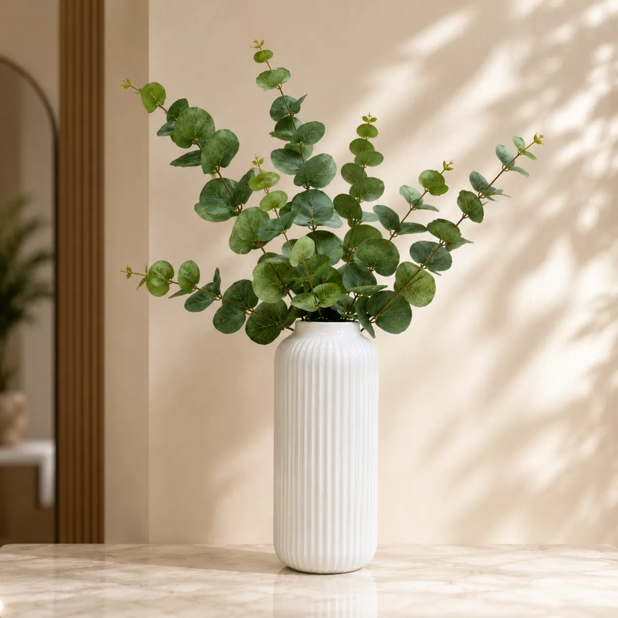 Rama de eucalipto artificial real al toque, Verde (80cm)