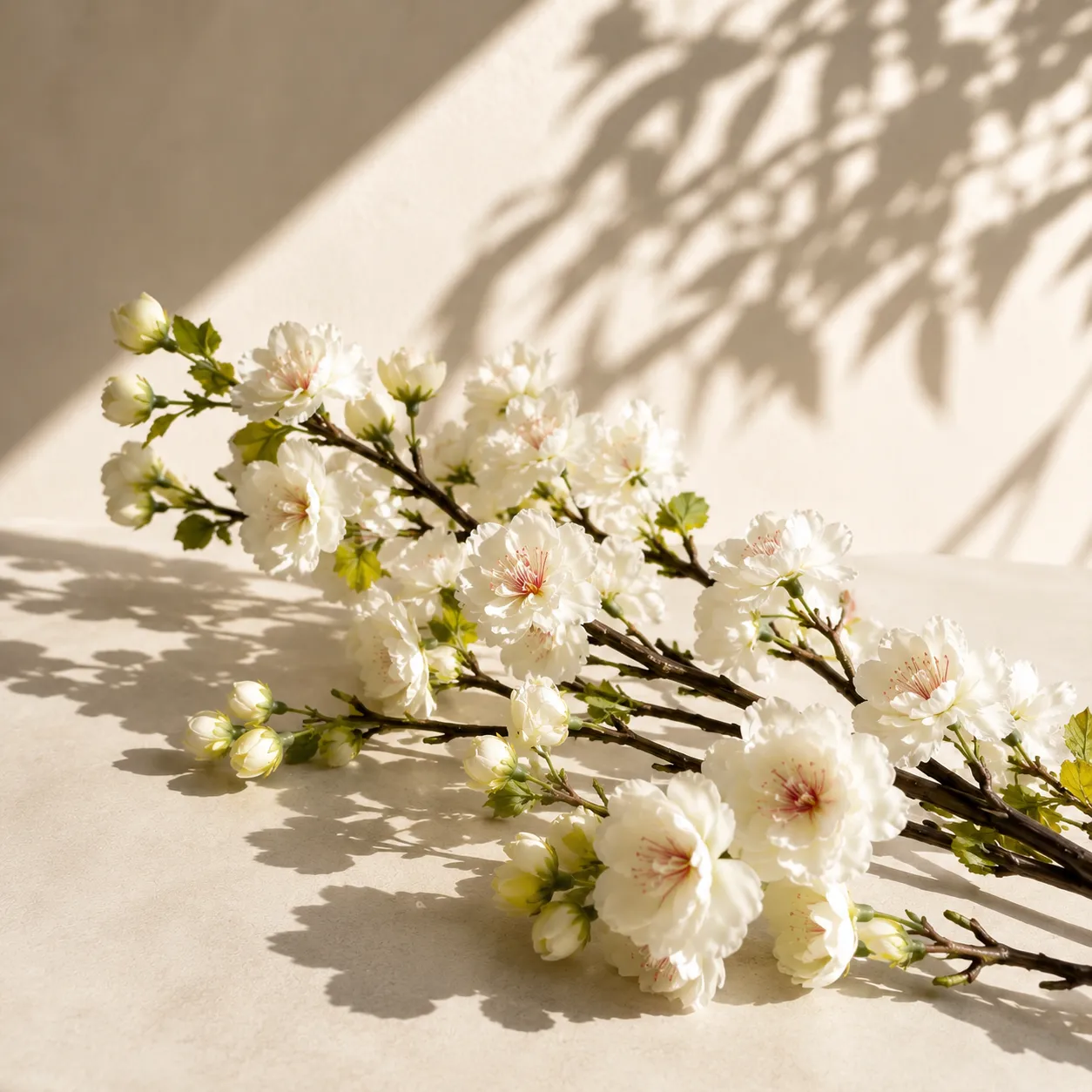 Rama de flor de cerezo artificial, Blanco (81cm)